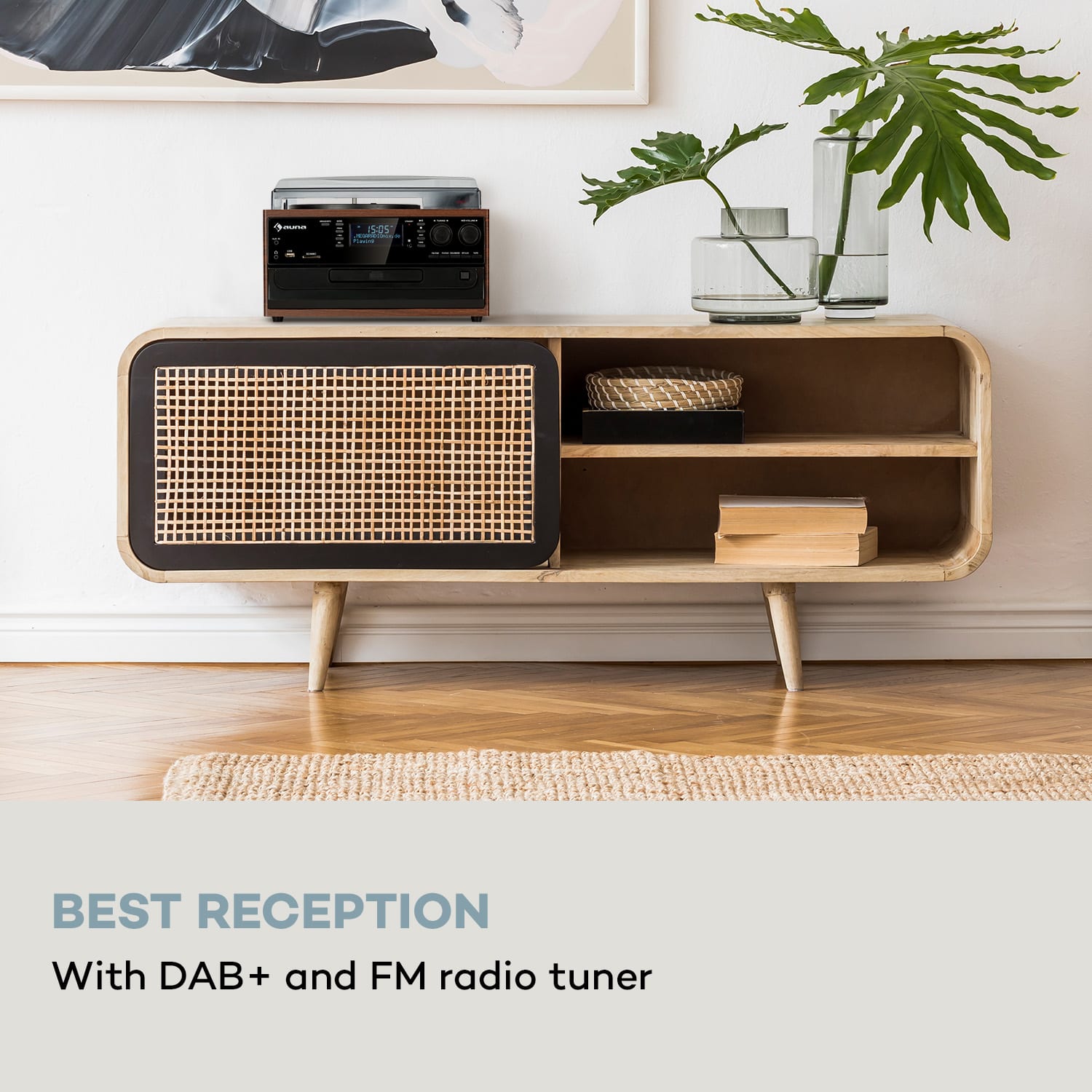 Oakland DAB Retro Stereo DAB+/FM BT Functie Vinyl CD Cassette Walnoot
