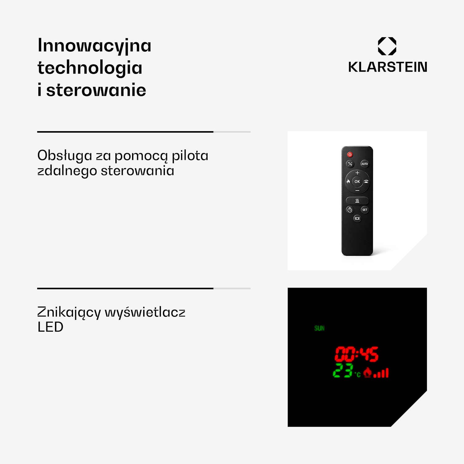 Lamington, kominek elektryczny, 2000 W, LED ogień, termowentylator, timer, oświetlenie Črna