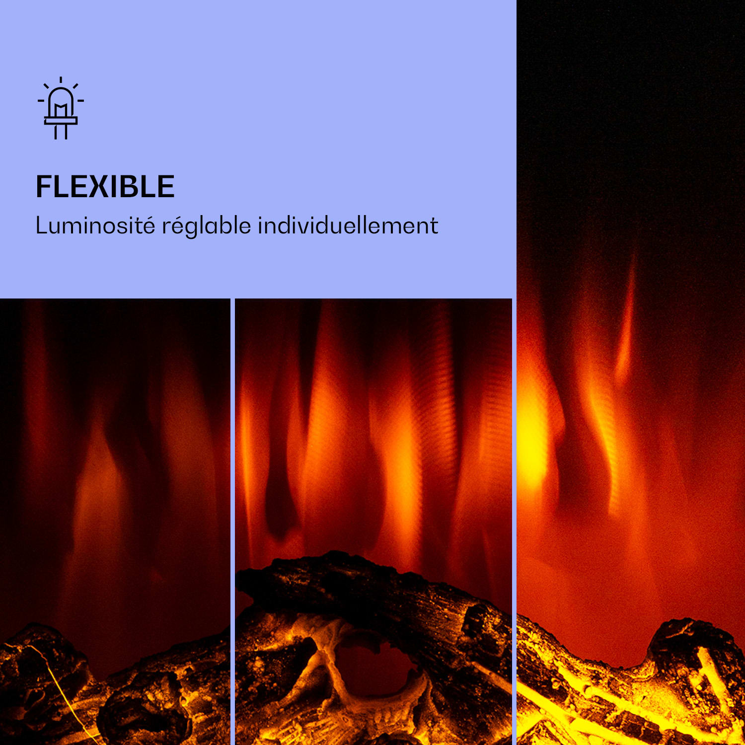 Klarstein Lamington elektrische haard 2000 W led-vlammen ventilator verwarmer timer sfeerverlichting 