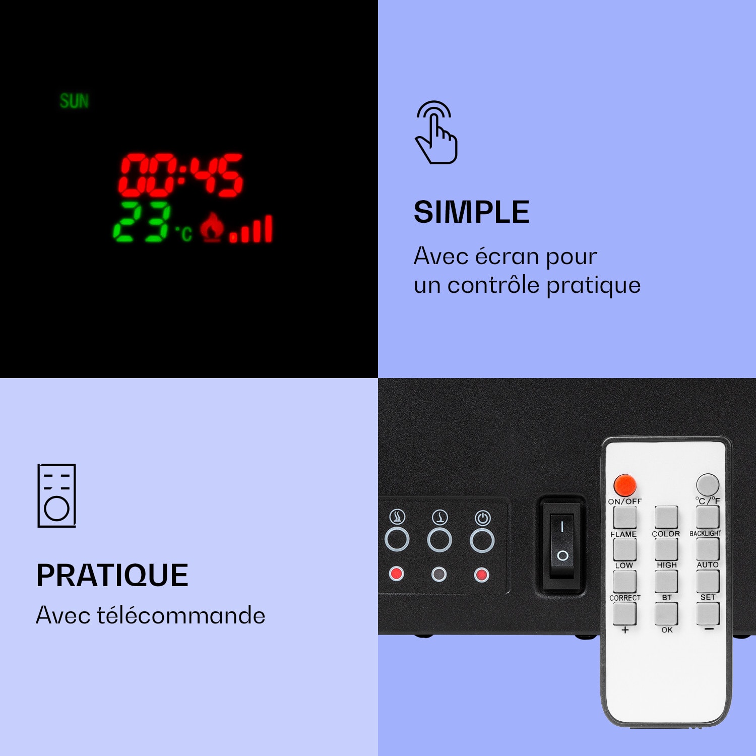 Klarstein Lamington elektrische haard 2000 W led-vlammen ventilator verwarmer timer sfeerverlichting 