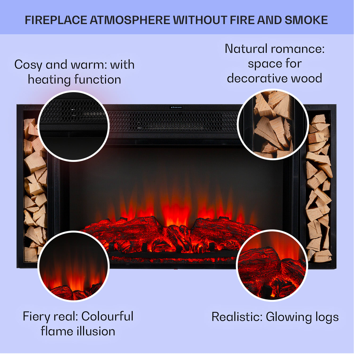 Villarrica, електрическа камина, 1900 W, LED технология, дистанционно управление 