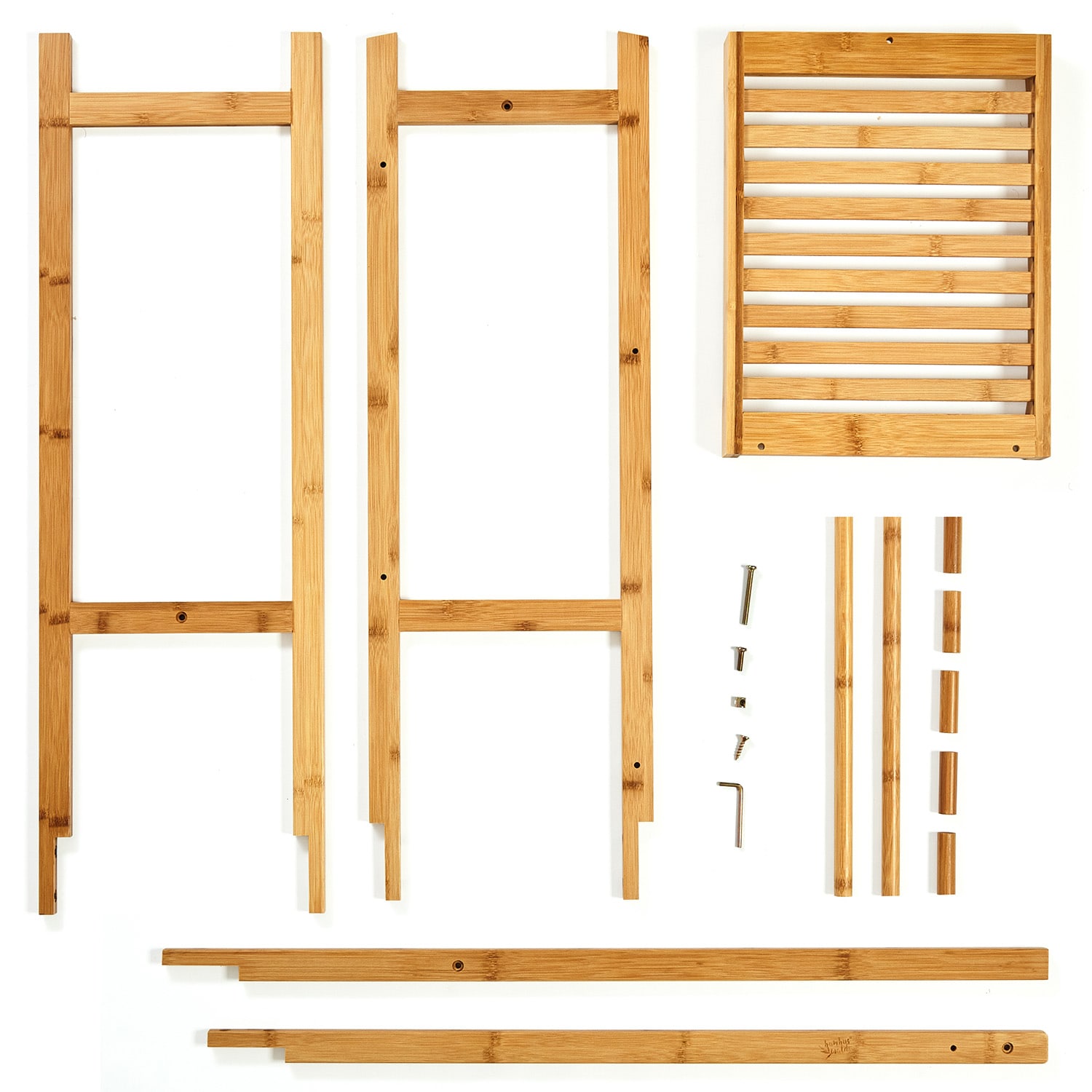 Garderobe 5 haken 2 kledingstangen bergruimte bamboe 