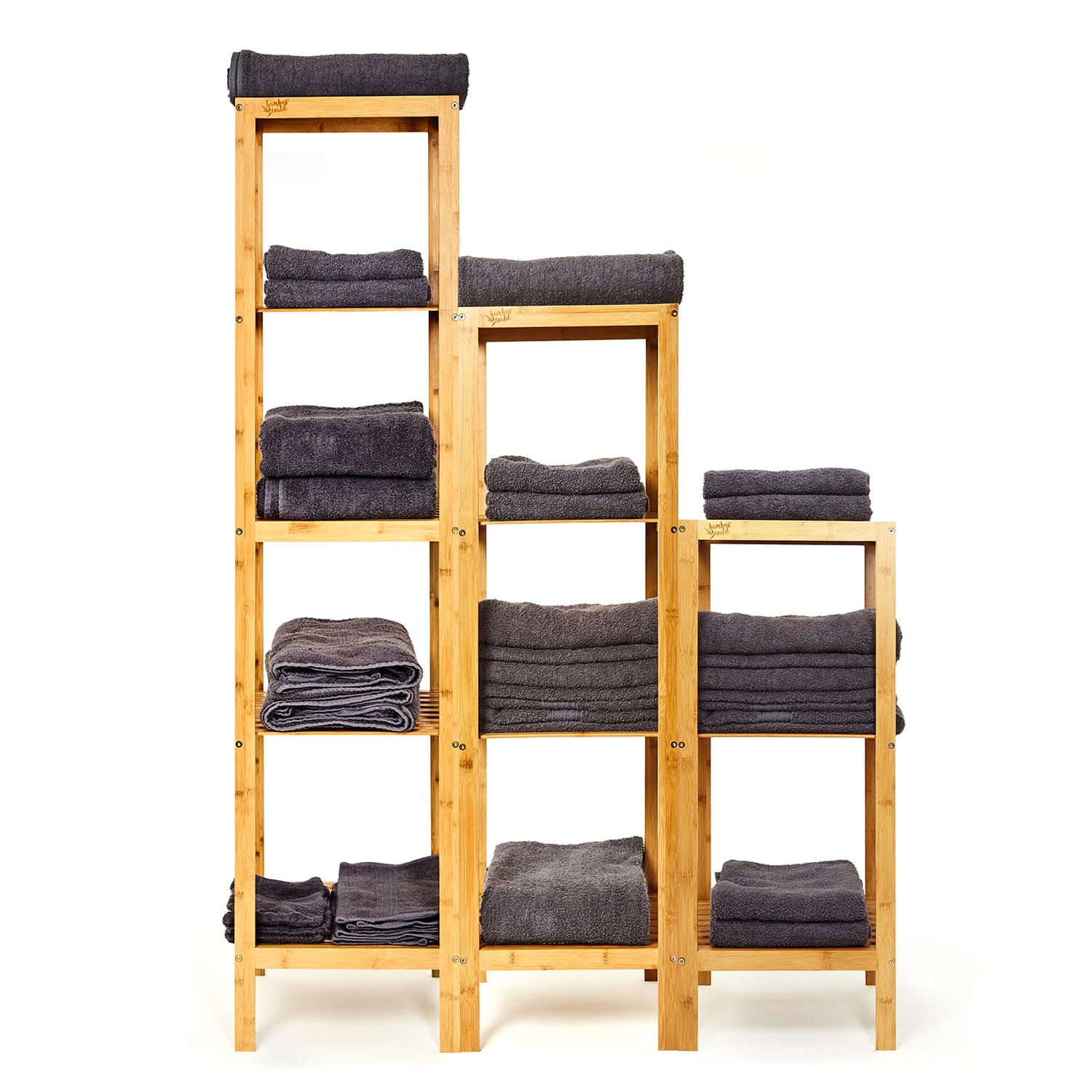 Regal Mehrzweckregal 4 Etagen 34x110x33cm (BxHxT) kombinierbar Bambus 4 Etagen