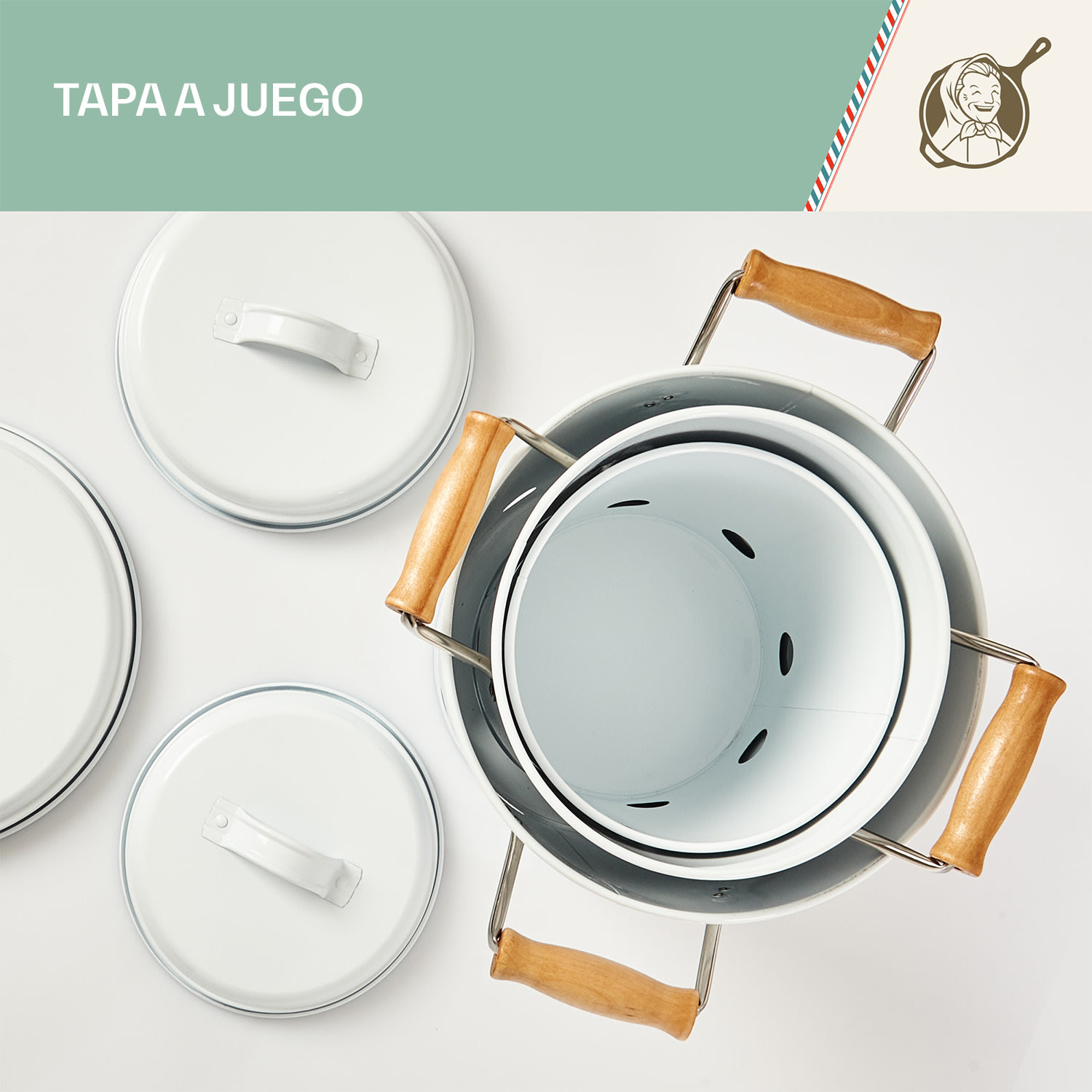 Juego de 3 recipientes Chapa metálica Madera Redondo Tapa 3er-Set | Blanco
