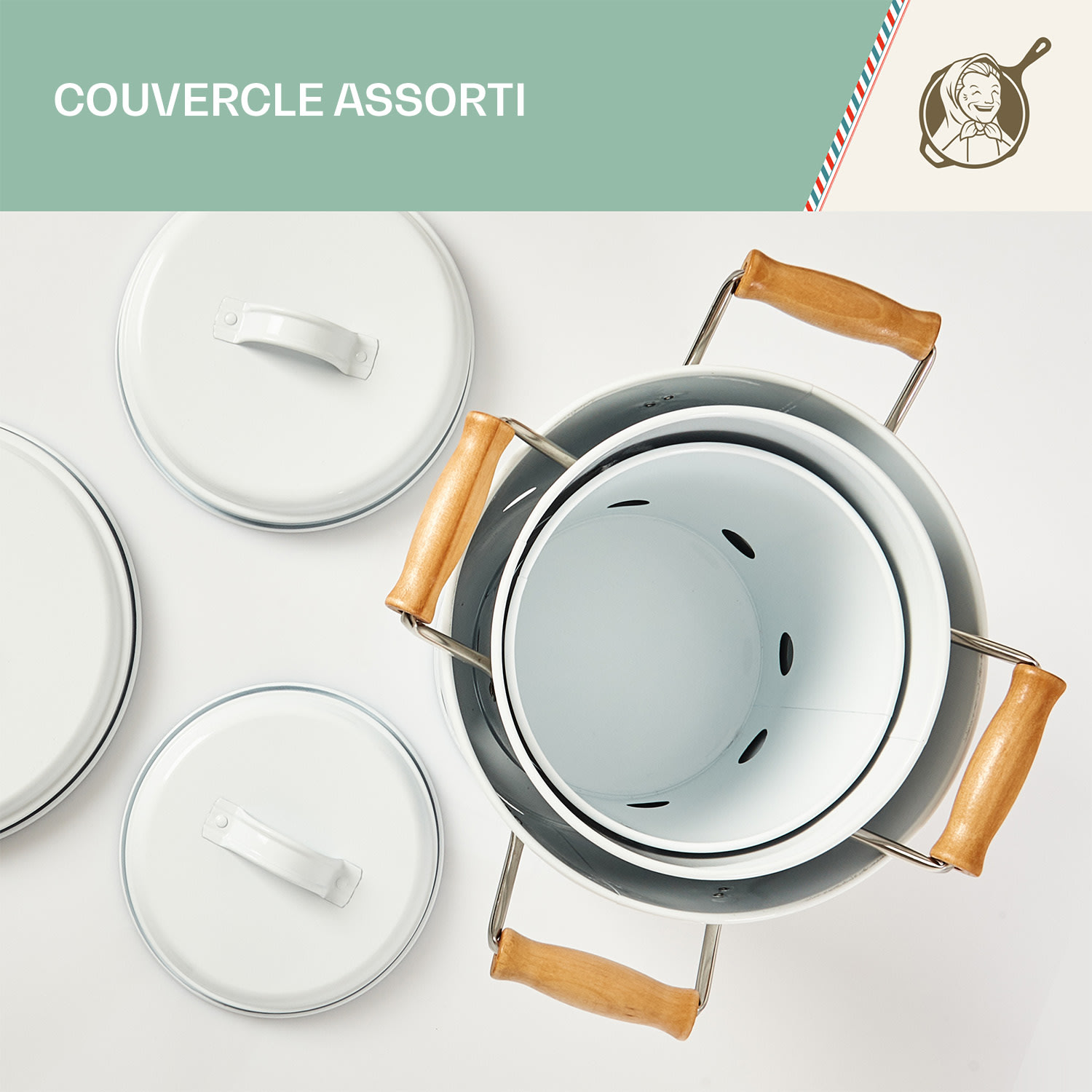 Boîtes de conservation en lot de 3 tôle bois rond couvercle 3er-Set | Blanc