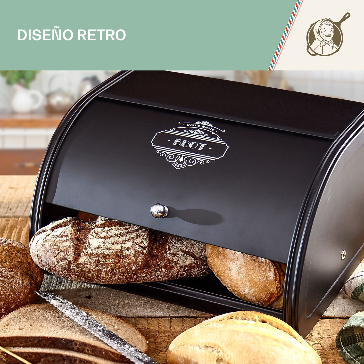 Panera con pomo Chapa metálica Hermética Diseño retro 