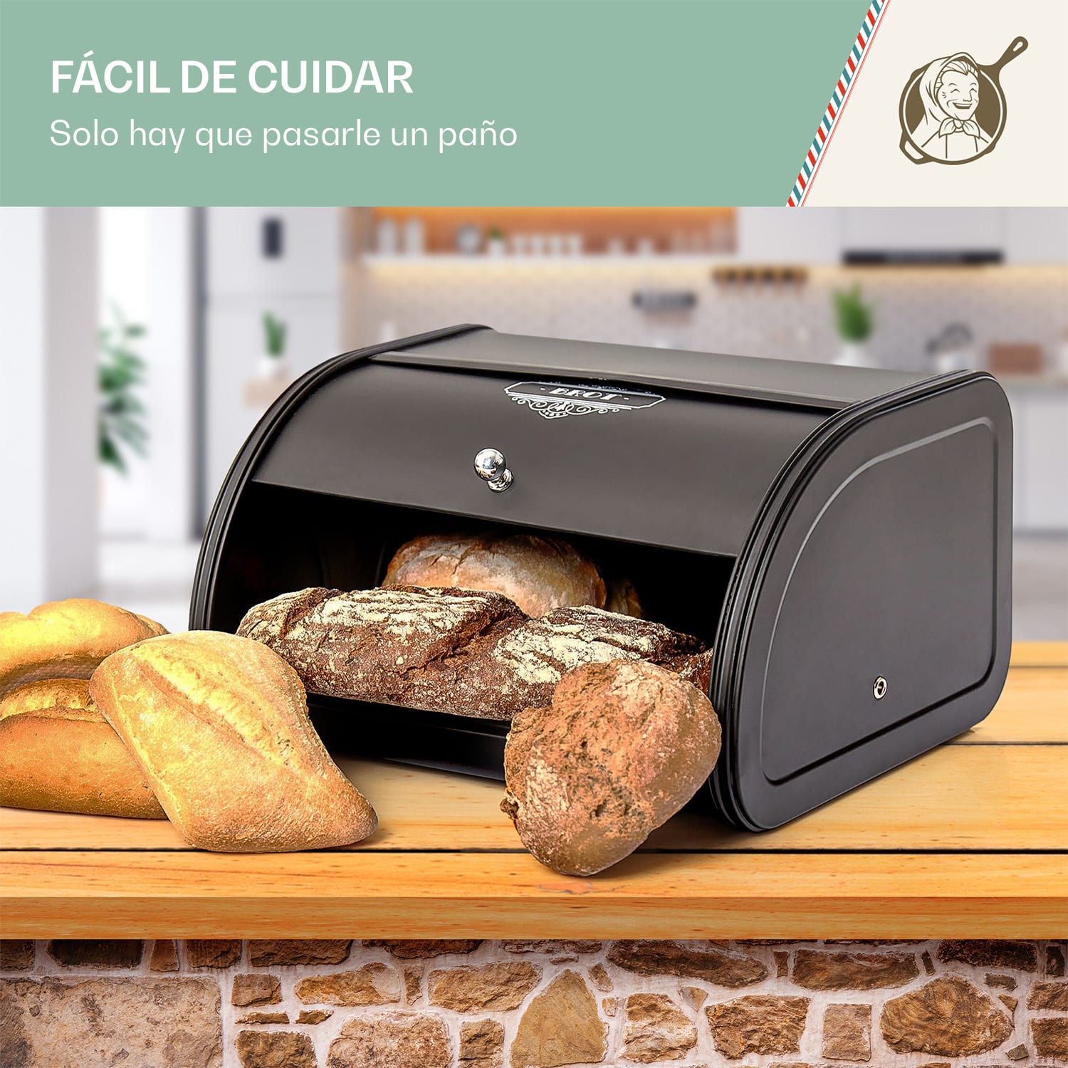 Panera con pomo Chapa metálica Hermética Diseño retro 