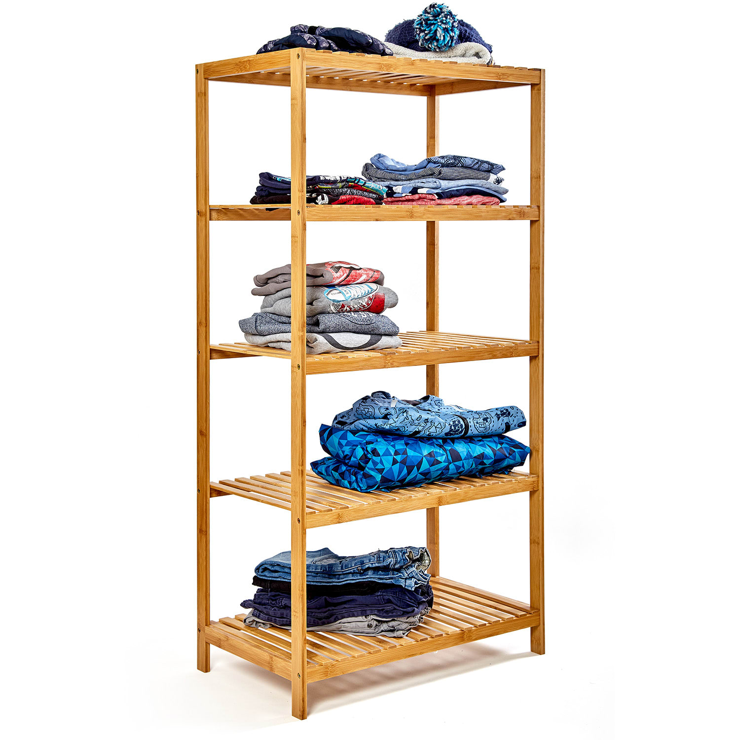 Étagère multifonctionnelle 5 niveaux 60x117,5x35cm (LxHxP) bambou 