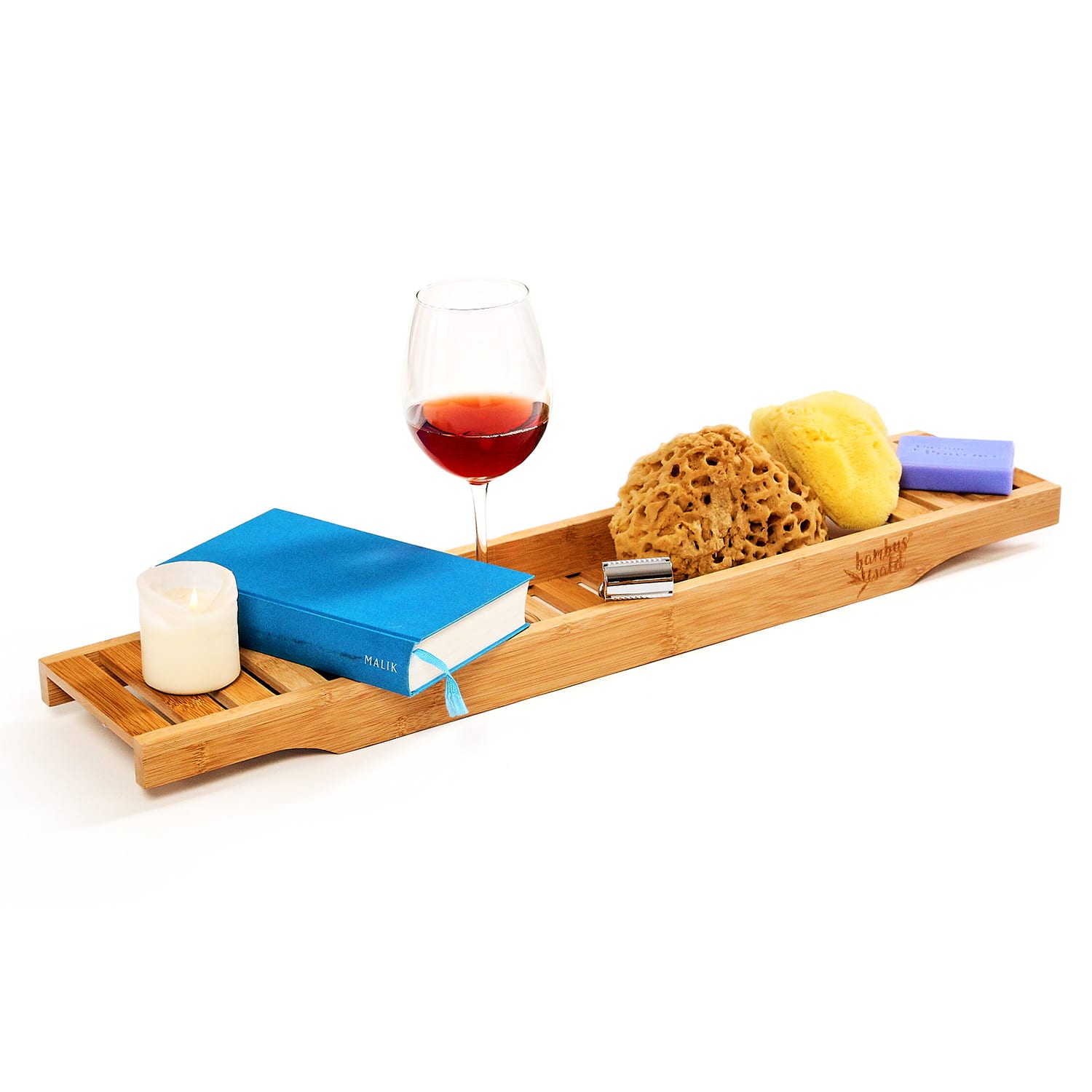 Polica za kadu, 68,5x4,5x14,5cm, mrežasti dizajn, vodootporna, bambus