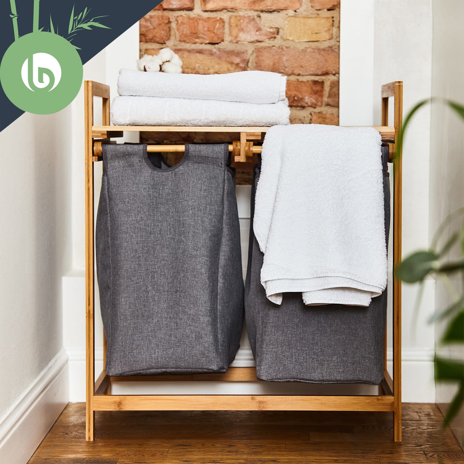 Laundry station 2 removable sacks of bamboo cotton 