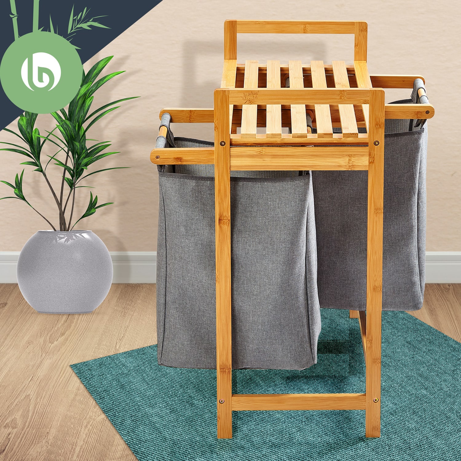 Laundry station 2 removable sacks of bamboo cotton 