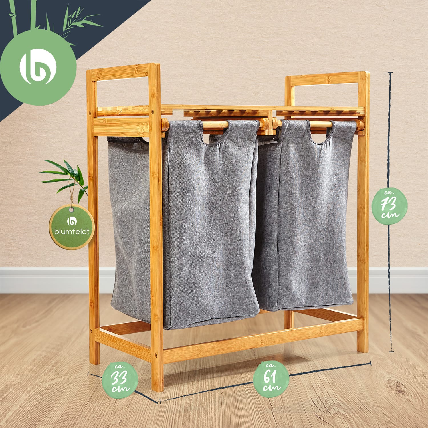 Laundry station 2 removable sacks of bamboo cotton 
