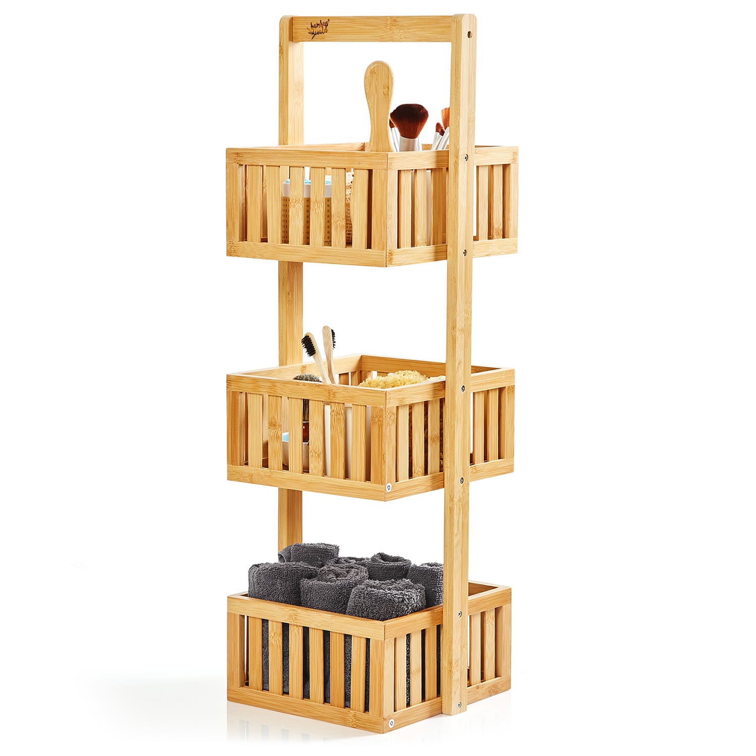 Premium doucherek 27 x 82 x 24 cm roosteroptiek vochtresistent bamboe 