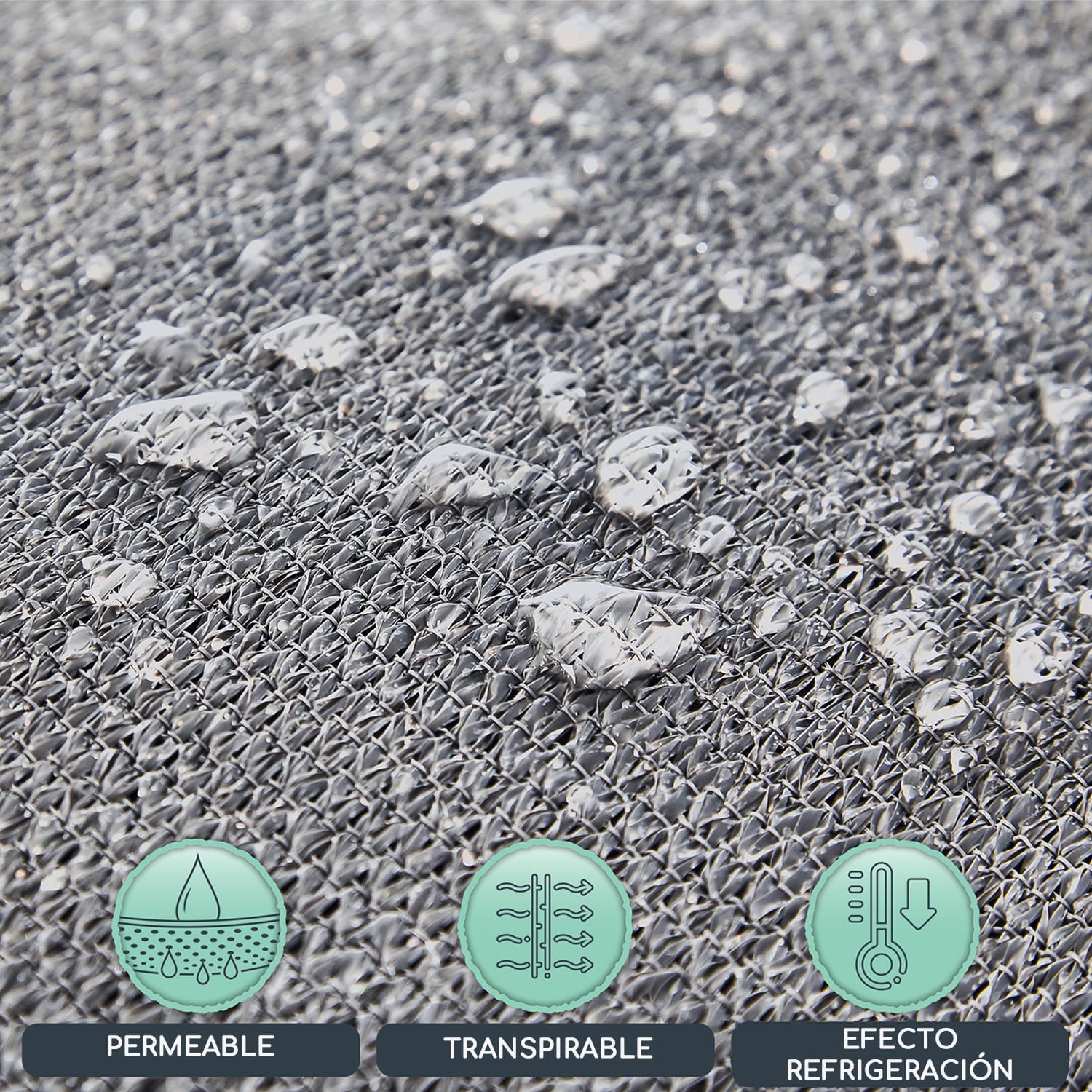 Toldo rectangular 2x4 m Anillas de fijación Poliéster  Transpirable 2 x 4 m | Gris Medio