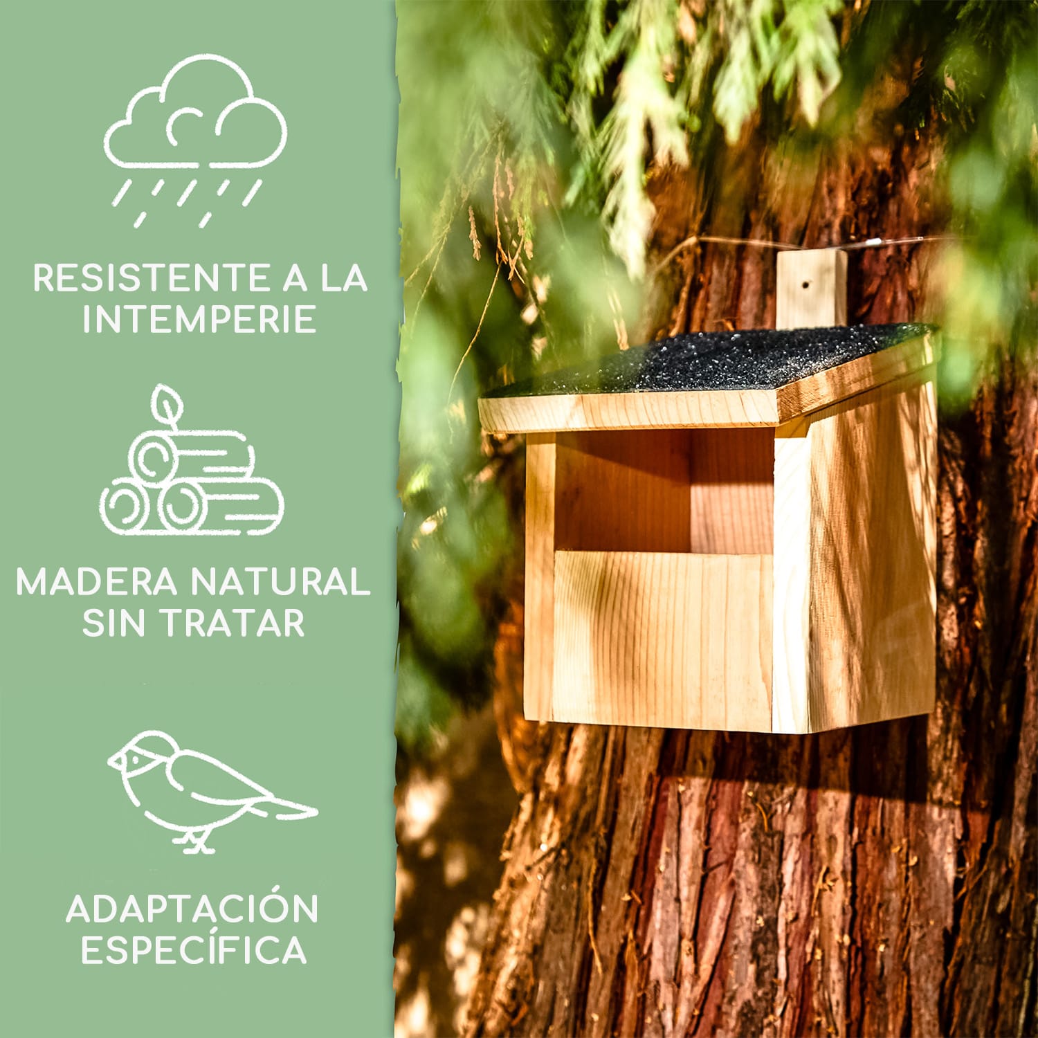 Nidal para criadores en semicavidad Colgador Techo de asfalto Madera de cedro 