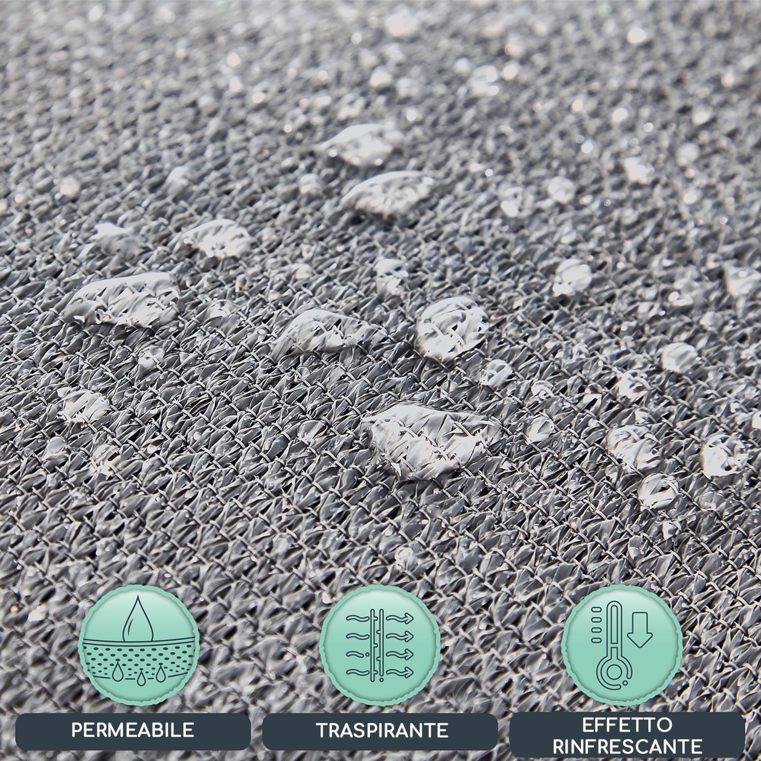 Vela parasole rettangolare 2 x 3 m con anelli di fissaggio poliestere permeabile all'aria 2 x 3 m | Grigio medio