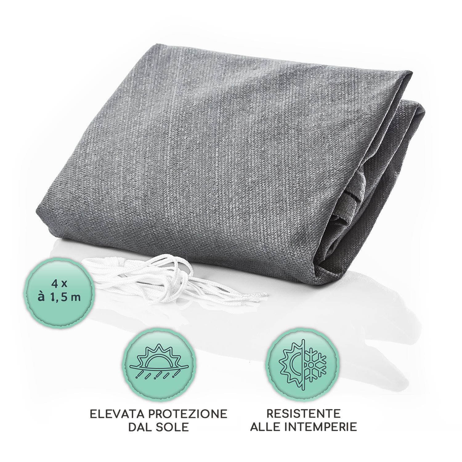 Vela parasole rettangolare 2 x 3 m con anelli di fissaggio poliestere permeabile all'aria 2 x 3 m | Grigio medio