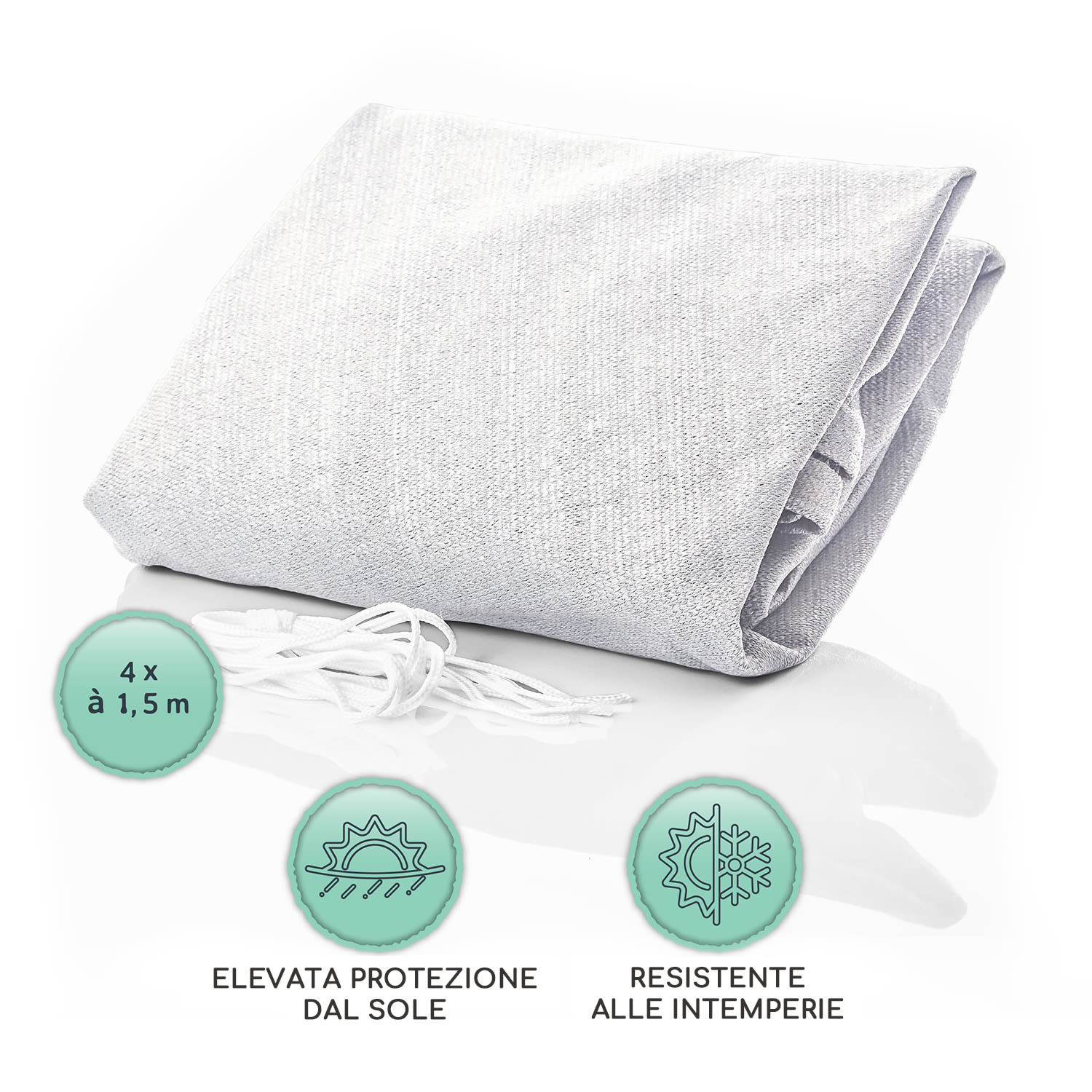 Vela parasole rettangolare 3 x 4 m con anelli di fissaggio poliestere  permeabile all'aria 3 x 4 m | Bianco