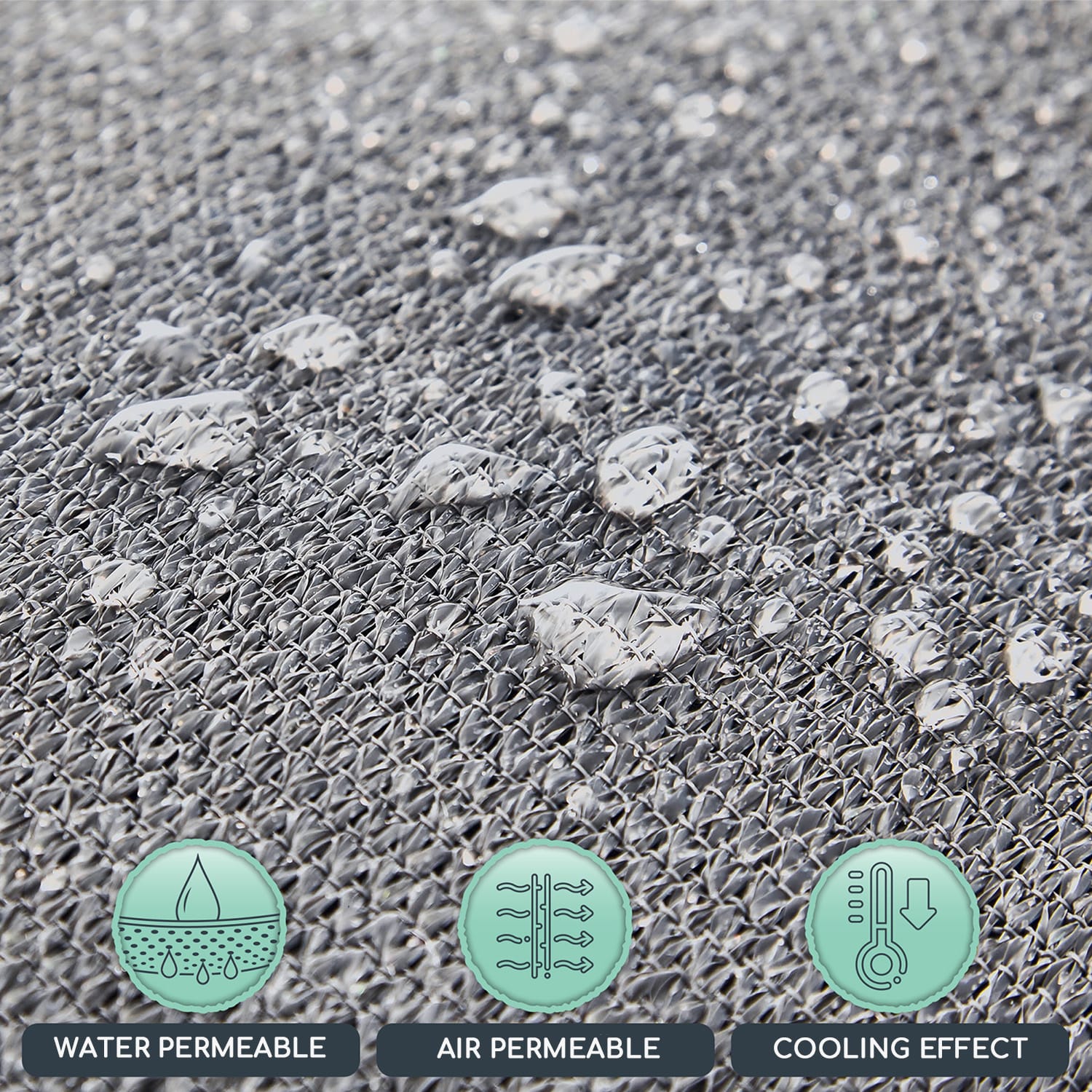 Téglalap alakú napellenző, 5 x 7 m, rögzítőgyűrűkkel, poliészter, légáteresztő