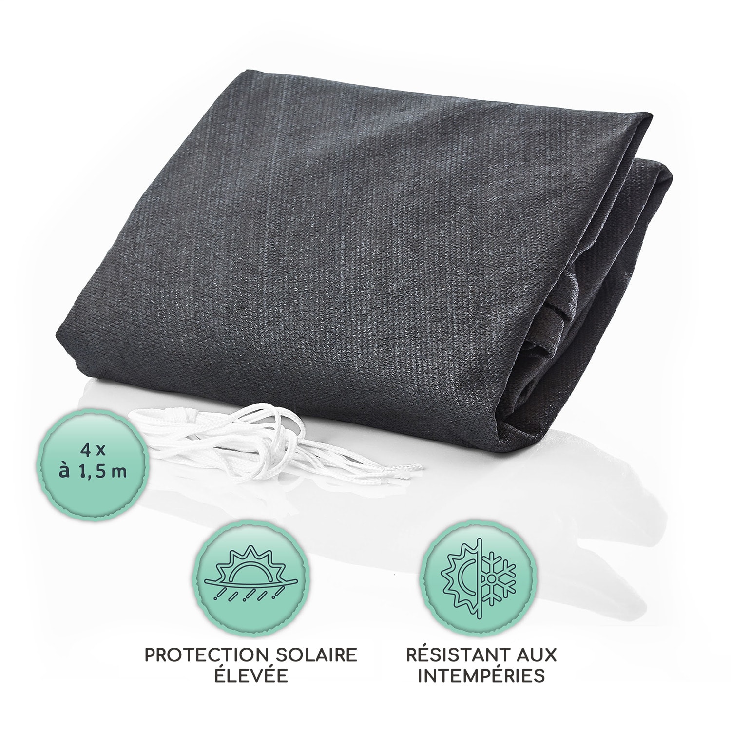 voile solaire rectangulaire 5x7 m polyester perméable à l'air 5 x 7 m | Gris Foncé