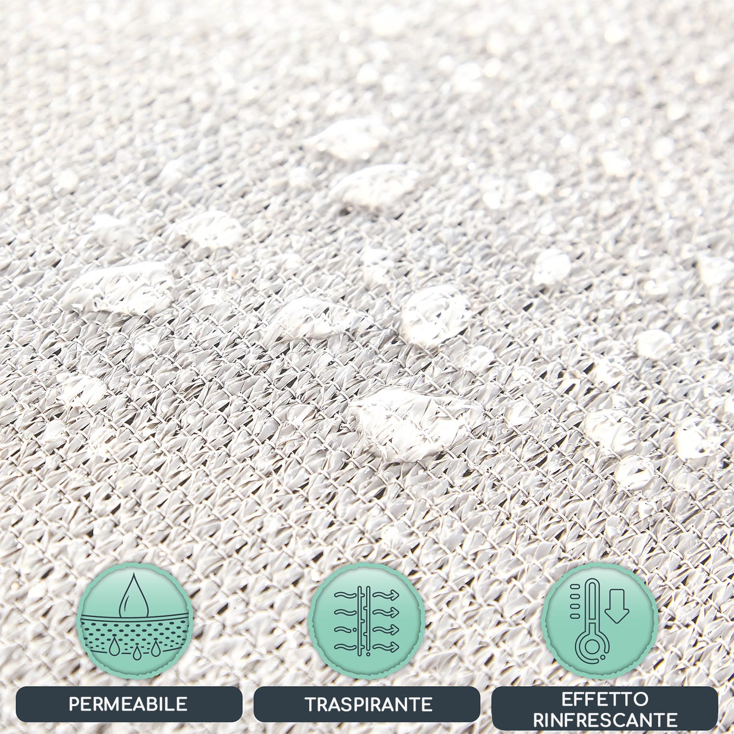 Vela parasole rettangolare 2 x 4 m poliestere permeabile all'aria 2 x 4 m | Bianco