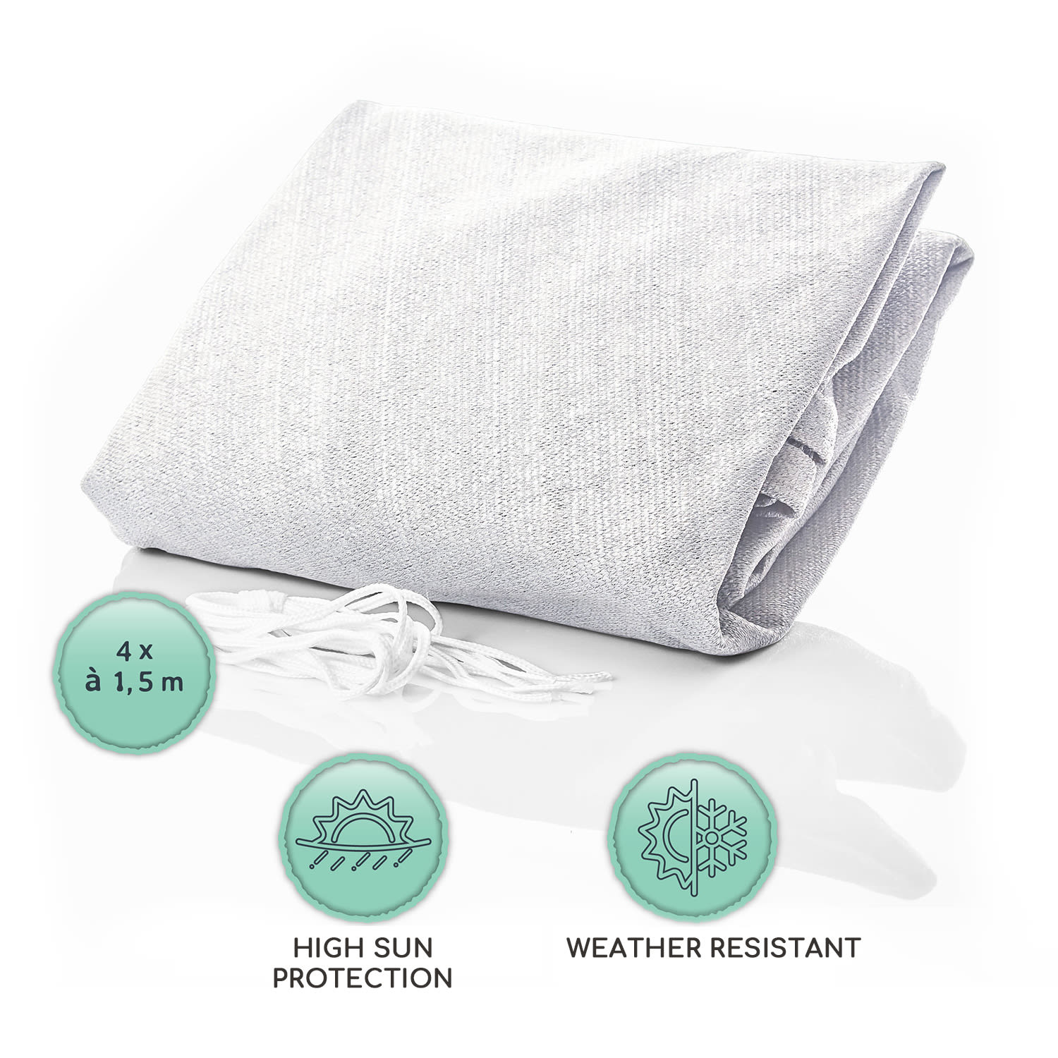 rectangular awning 2x4 m with fixing rings polyester air permeable 2 x 4 m | White