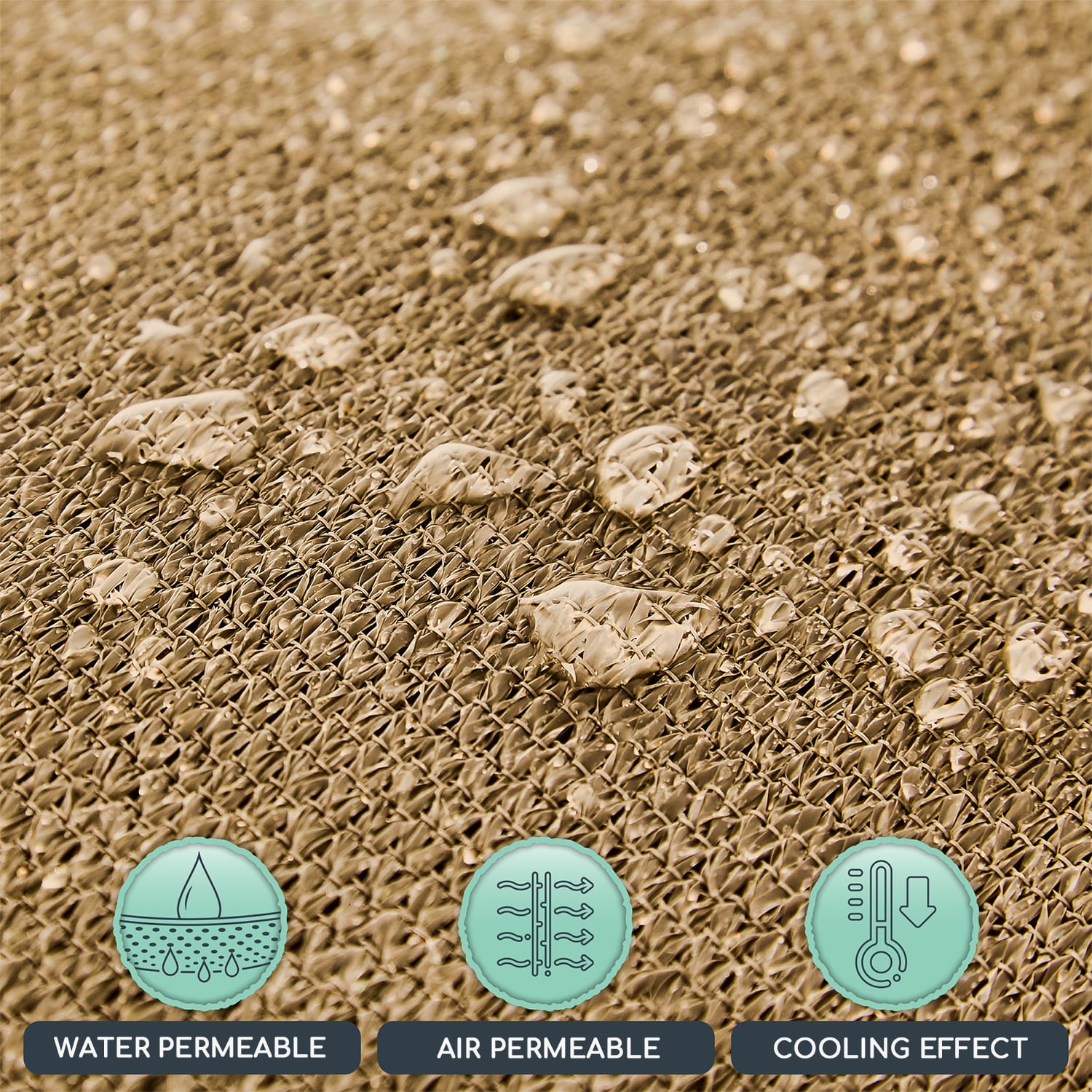 Obdĺžniková slnečná clona, 5 x 7 m, s upevňovacími okami, polyester, priedušná 