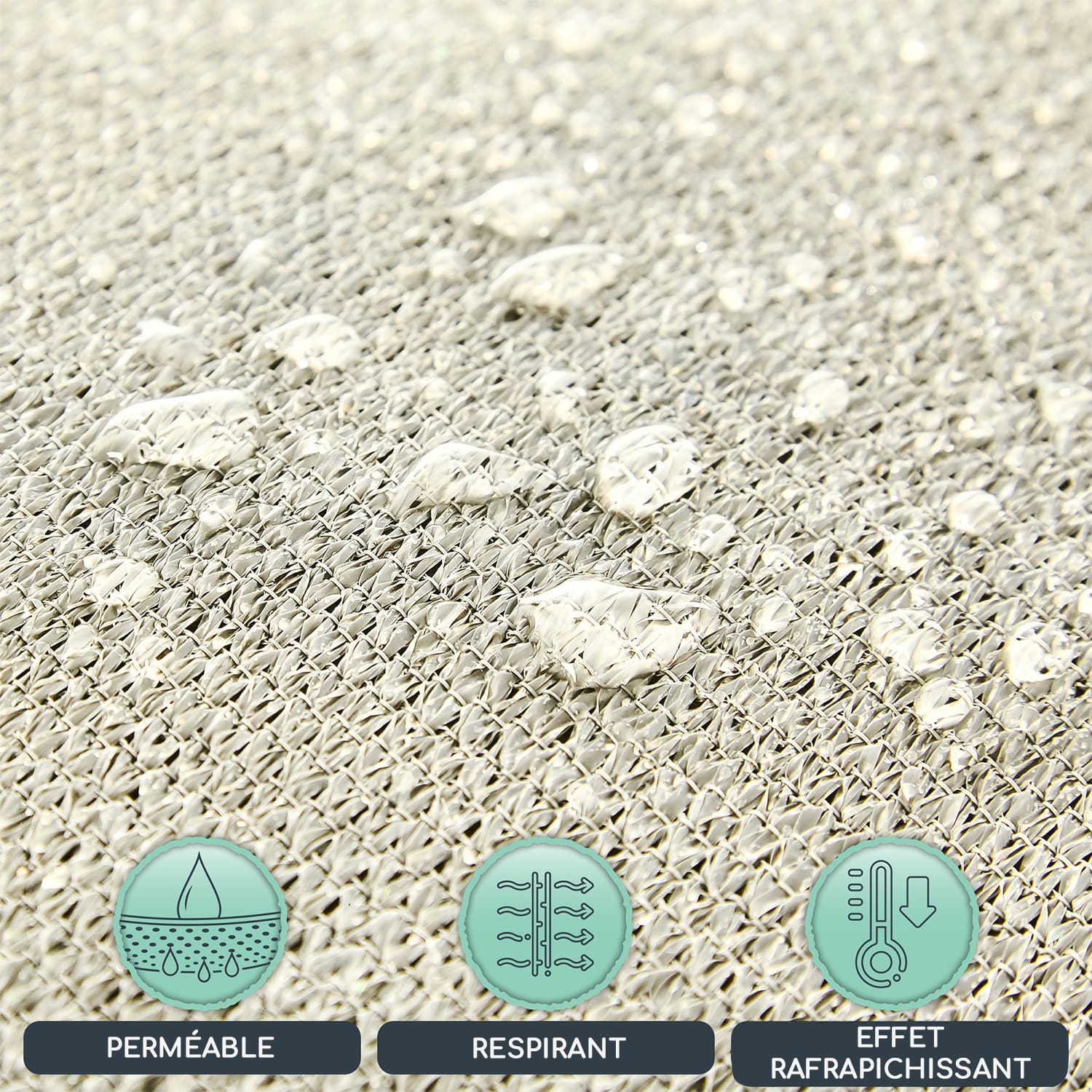 voile solaire carrée 3x3 m polyester perméable à l'air 3 x 3 m | Crème