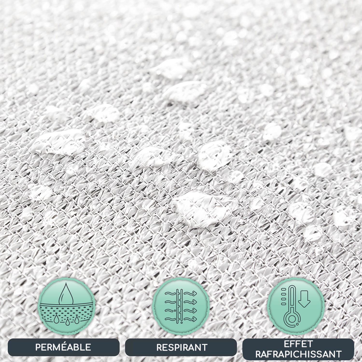 voile solaire triangulaire 3x3x3 m avec anneaux de fixation polyester perméable à l'air 3 x 3 x 3 m | Blanc