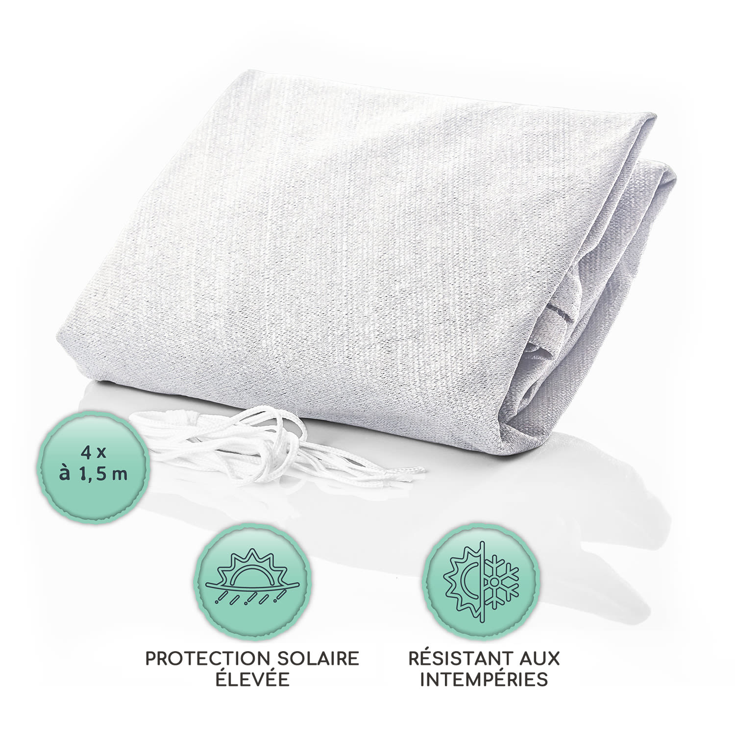 voile solaire triangulaire 3x3x3 m avec anneaux de fixation polyester perméable à l'air 3 x 3 x 3 m | Blanc