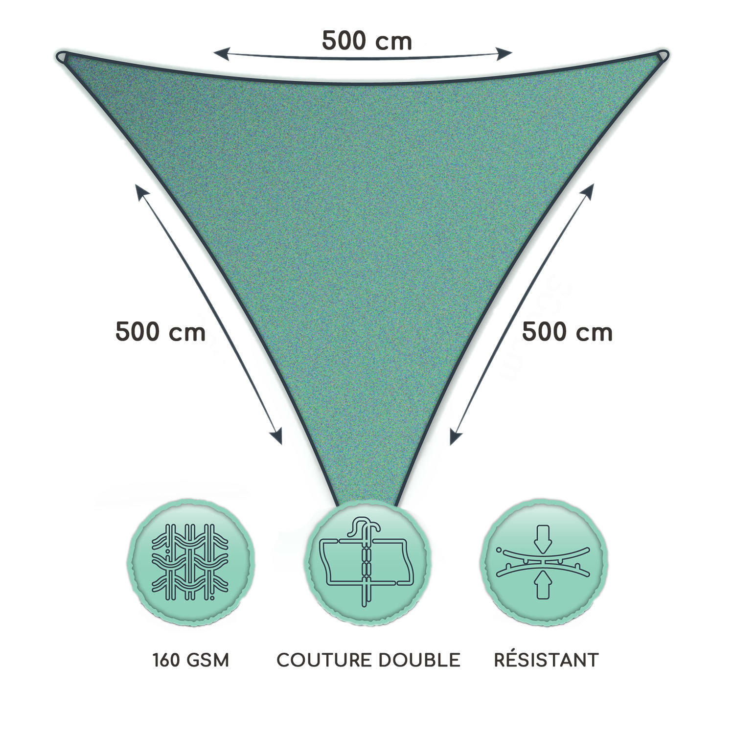 voile solaire triangulaire 5x5x5 m polyester perméable à l'air 5 x 5 x 5 m | Brun Sésame
