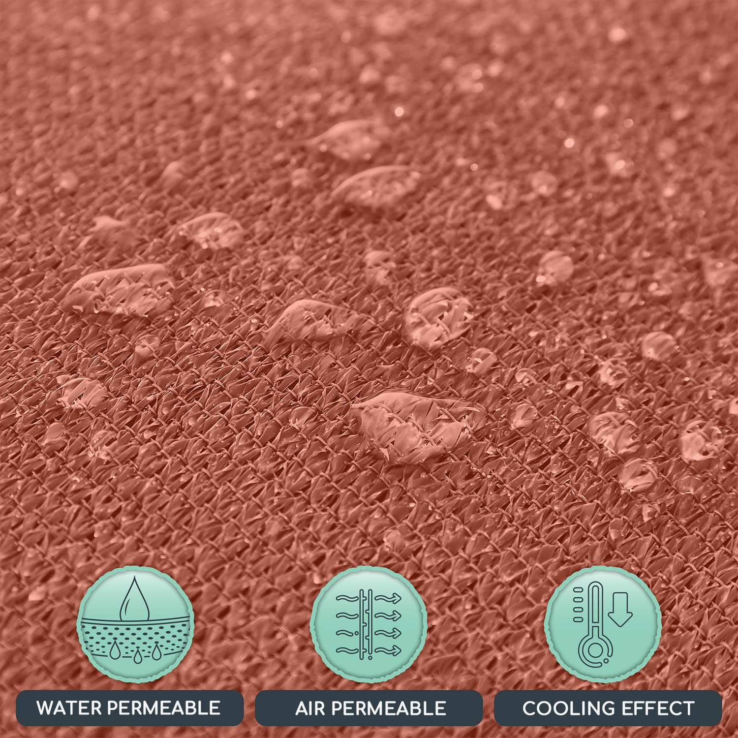 Štvorcová slnečná clona, 3 x 3 m, polyester, priedušná 3 x 3 m | Tabak