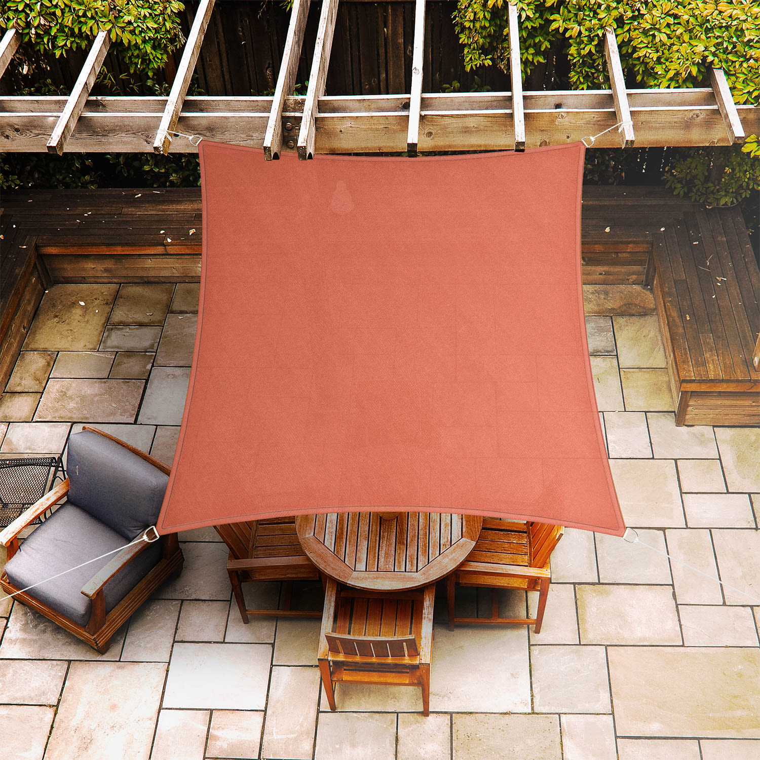 Toldo cuadrado 3 x 3 m Poliéster Transpirable 3 x 3 m | Tabaco