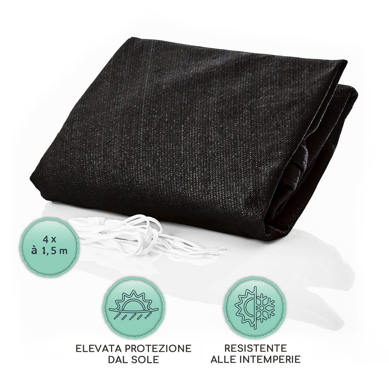 Vela parasole quadrata 5 x 5 m poliestere permeabile all'aria 5 x 5 m | Nero