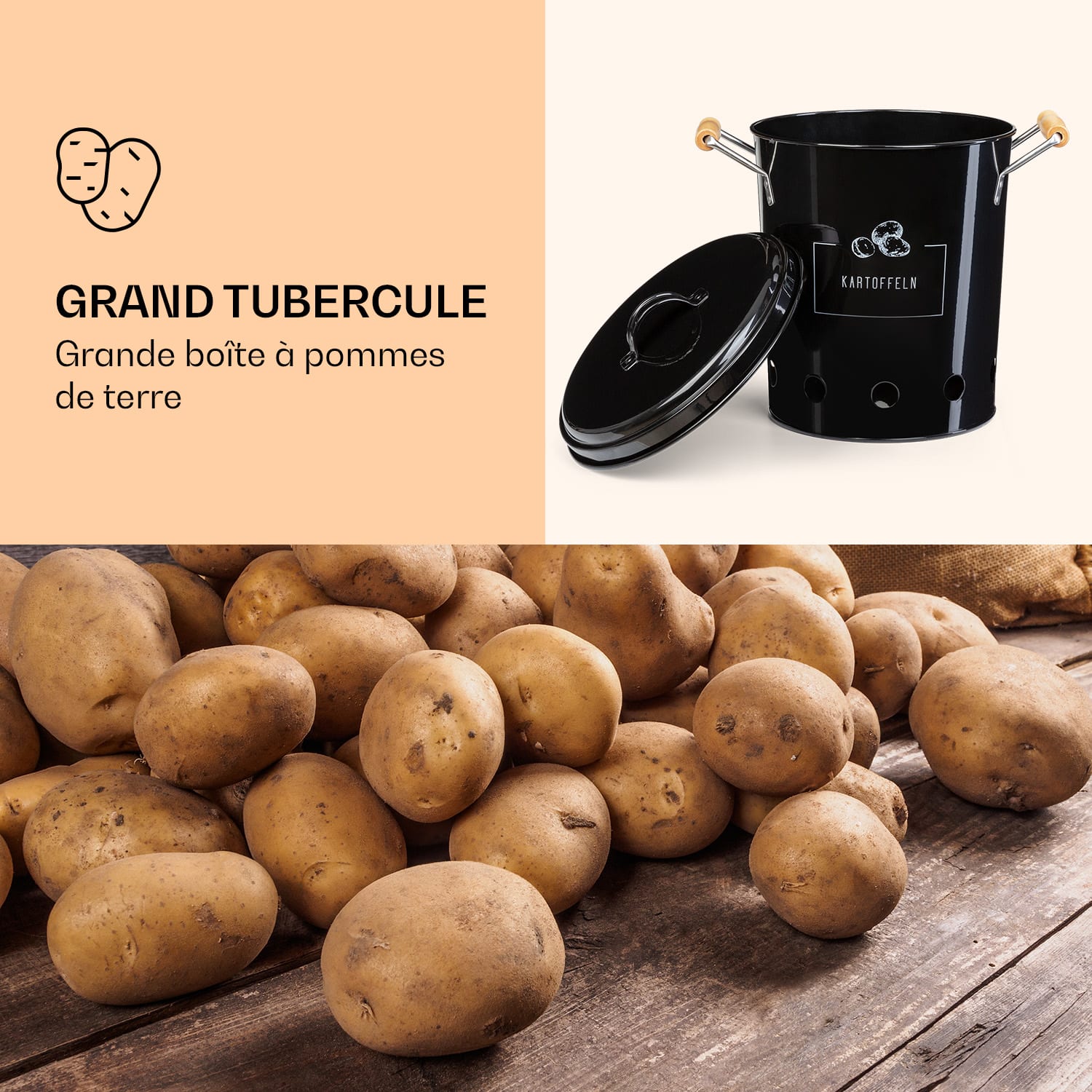 Boîtes de conservation en lot de 3 tôle bois rond couvercle 