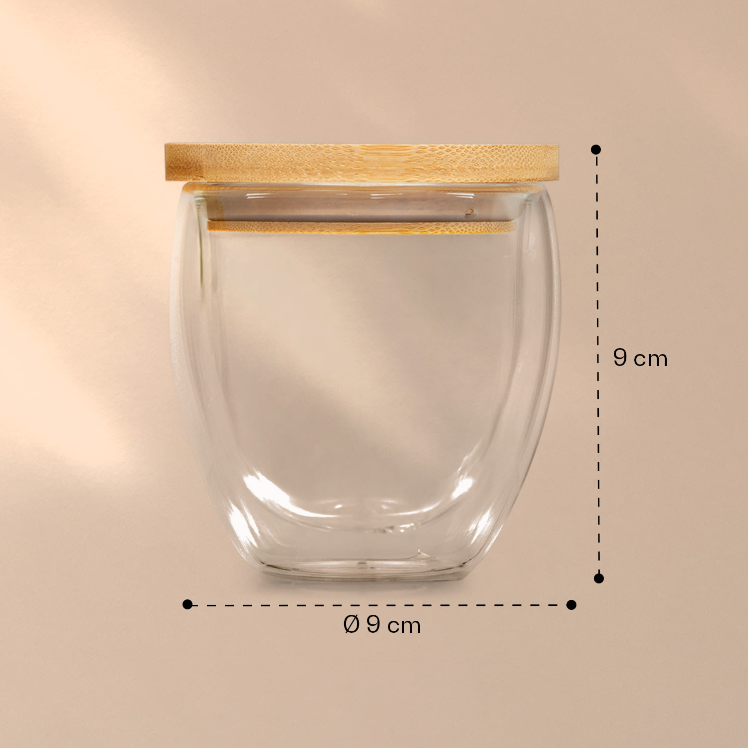 Coffee Glass with Lid 240 ml Handmade Borosilicate Glass Bamboo M