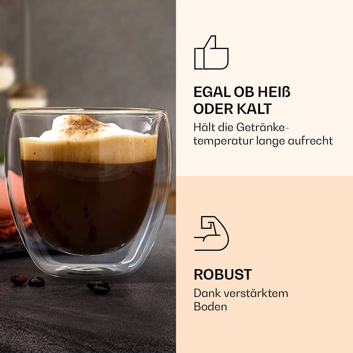 Kaffeeglas mit Deckel 100 ml handgemacht Borosilikatglas Bambus S