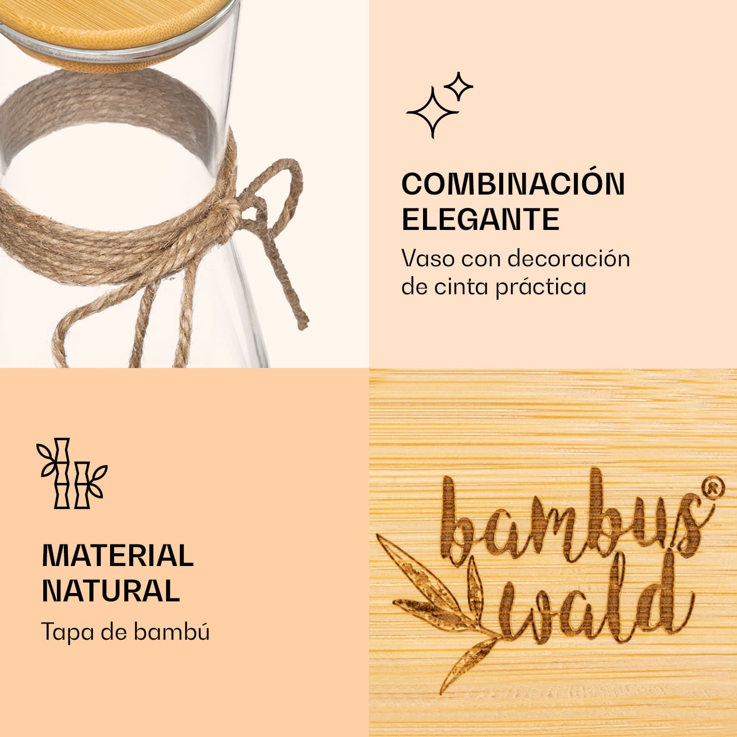Jarra de cristal con tapa de bambú de vidrio de borosilicato resistente al calor 1500 ml
