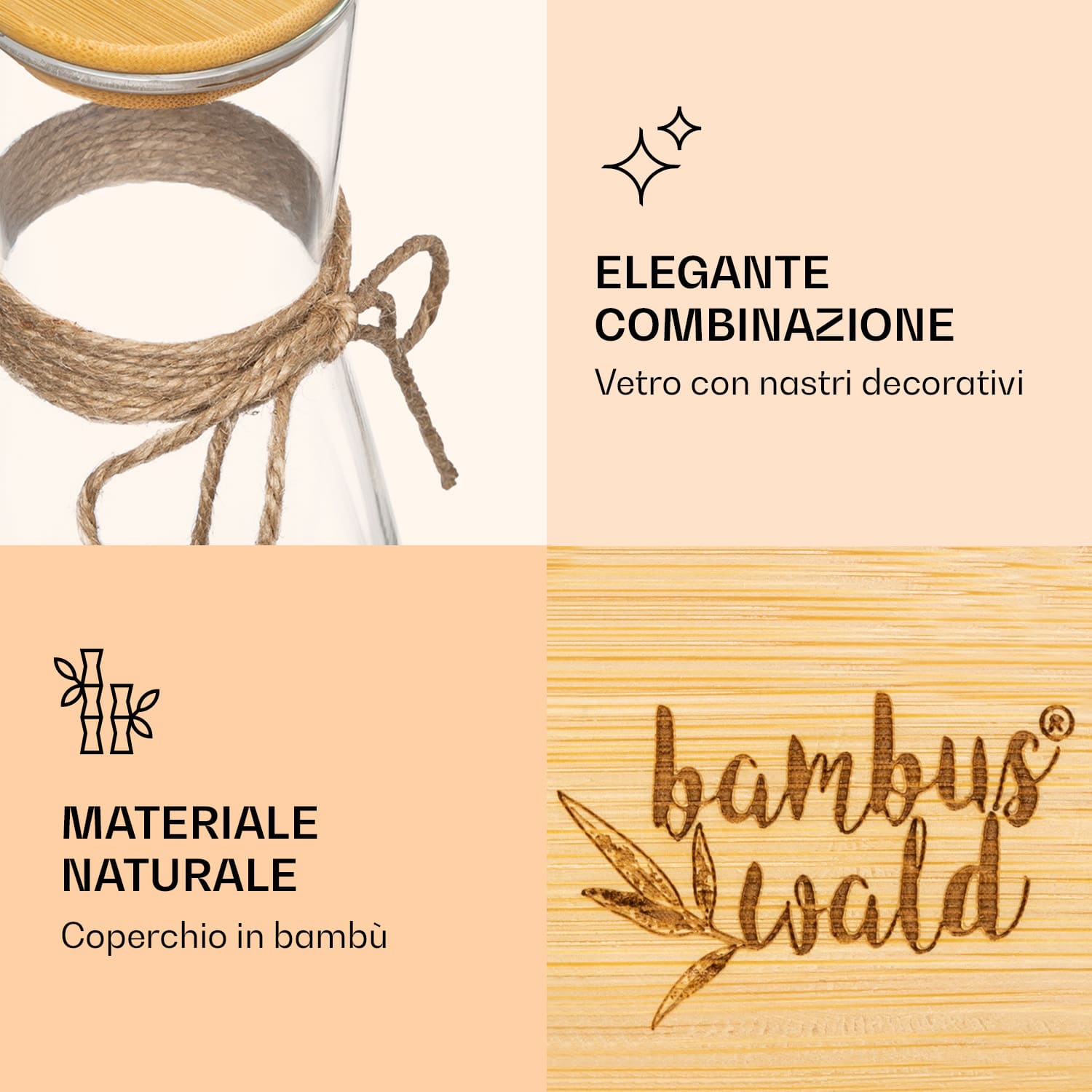 Caraffa in pyrex resistente al calore con coperchio in bambù 