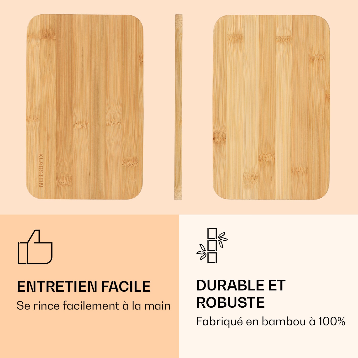 Planche à découper pour petit-déjeuner Lot de 6 planches de 20 x 1 x 14 cm (LxHxP) en bambou non traité 