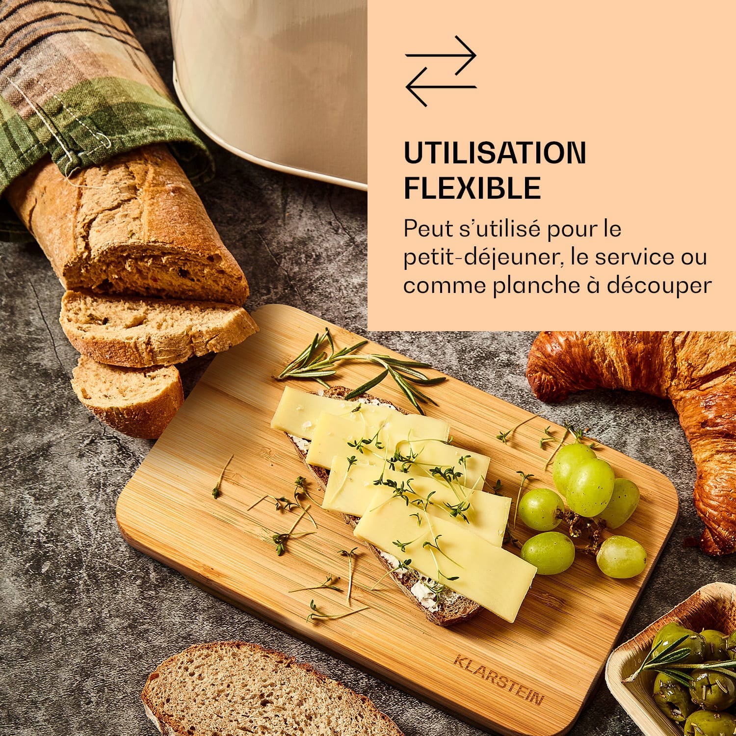 Planche à découper pour petit-déjeuner Lot de 6 planches de 20 x 1 x 14 cm (LxHxP) en bambou non traité 