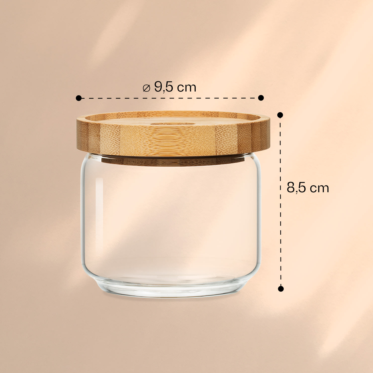 Stapelbart glas med bambulock 300 ml lufttätt 300 ml