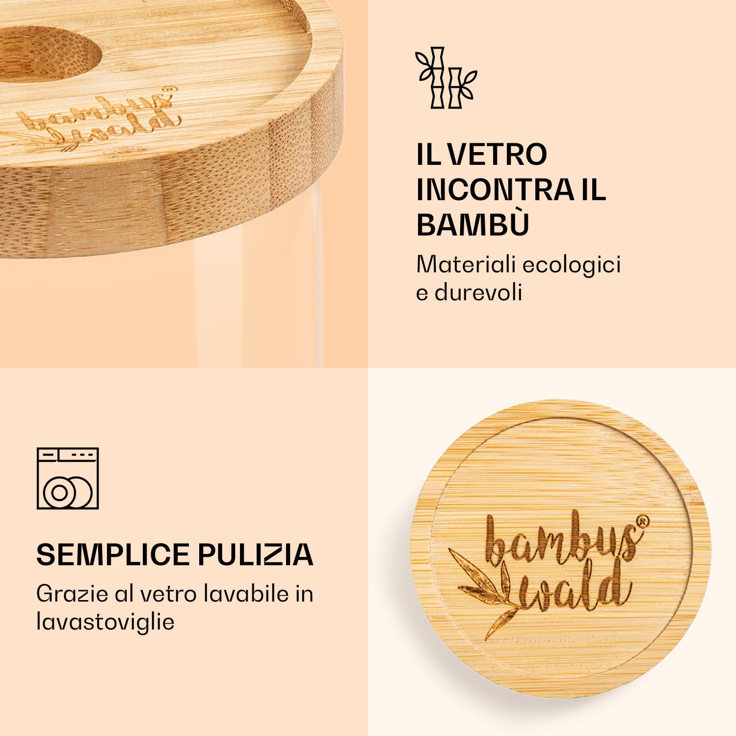 Barattolo impilabile con coperchio di bambù, 250 ml, ermetico 250 ml