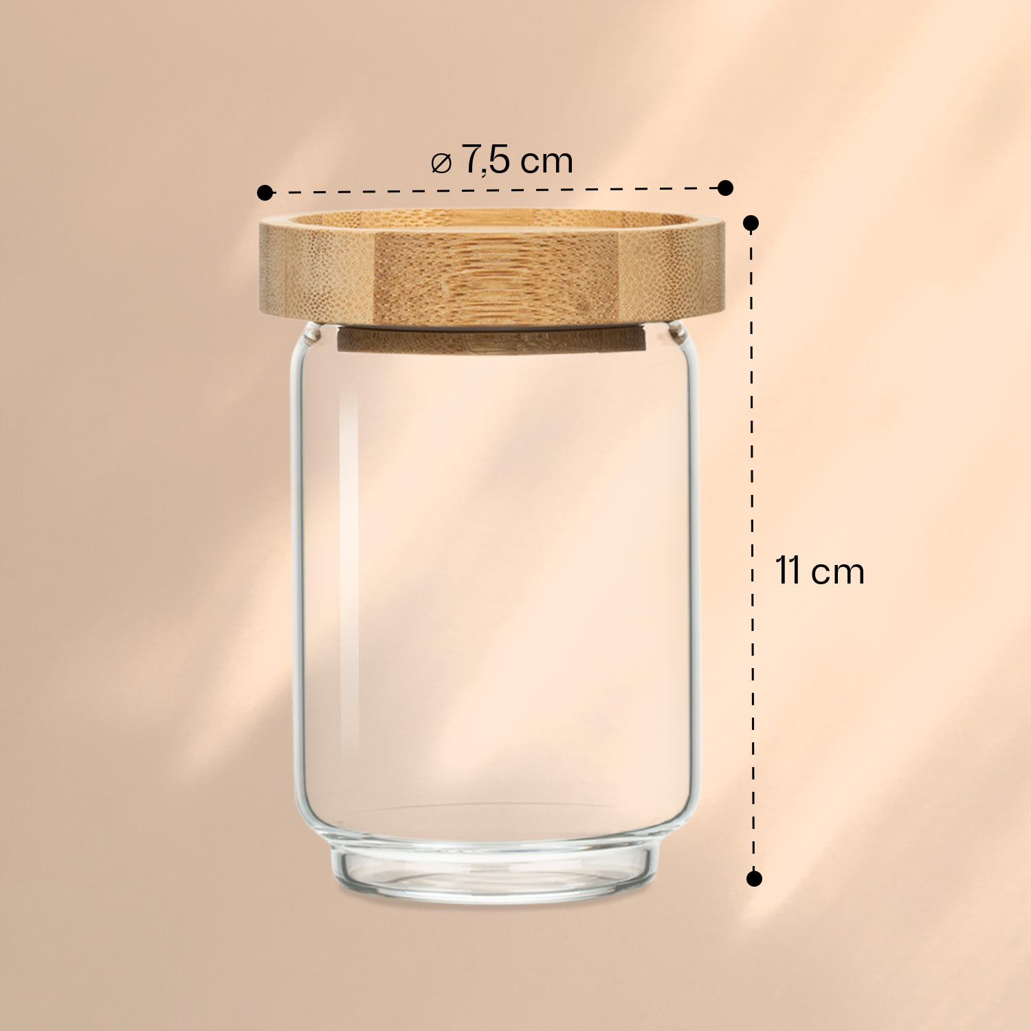 Stapelbart glas med bambulock 250 ml lufttätt 250 ml