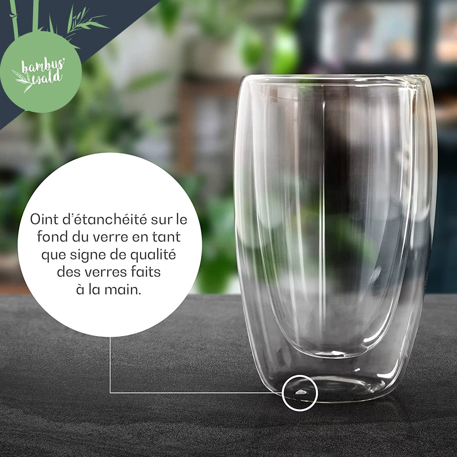 Verre à café 400 ml fait main en verre borosilicaté