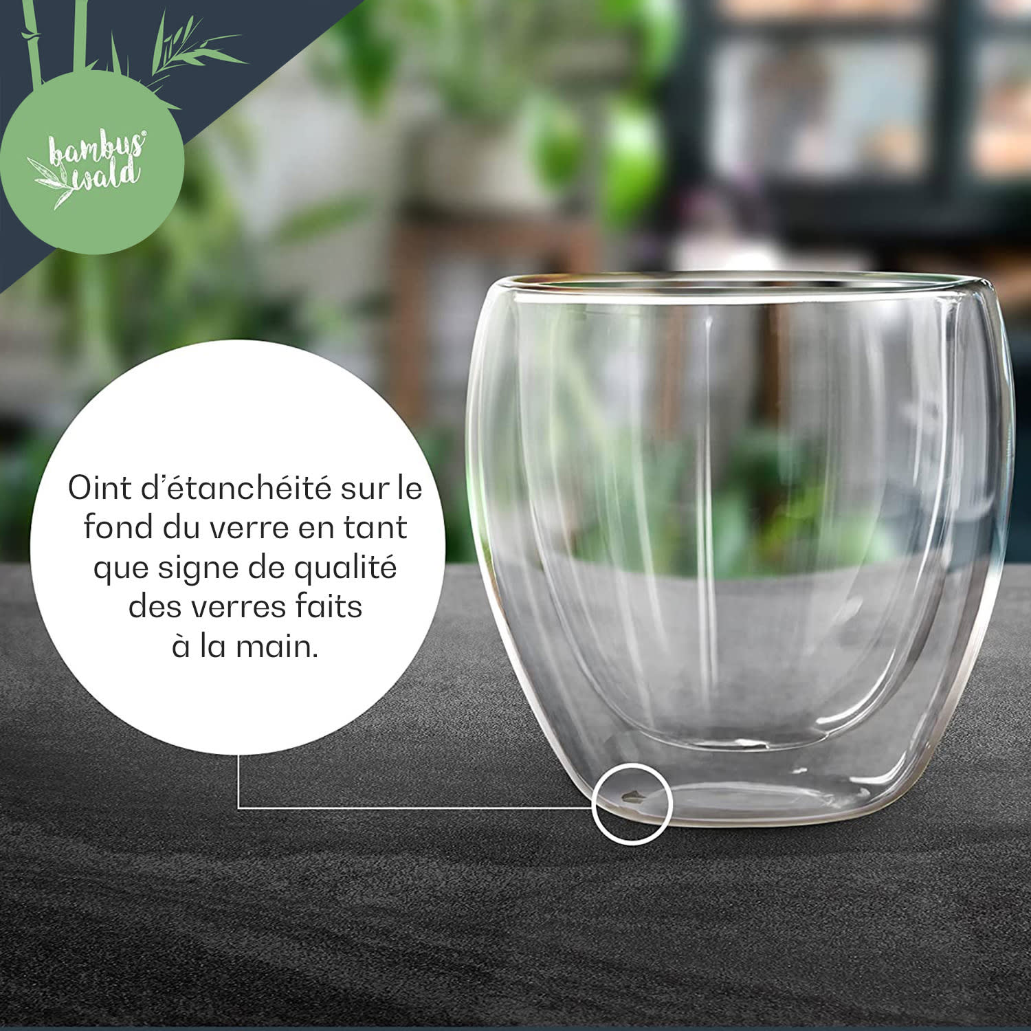 Verre à café 240 ml fait main en verre thermos borosilicaté M