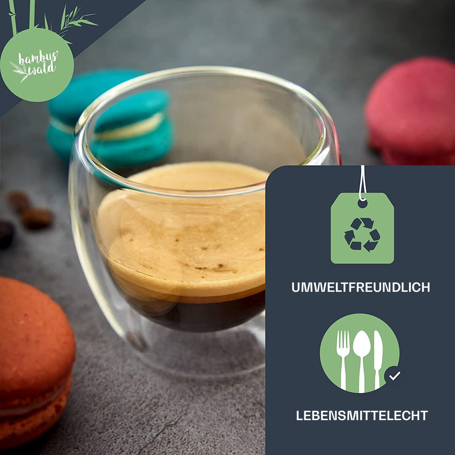 Kaffeeglas 100 ml Thermoglas handgemacht Borosilikatglas S