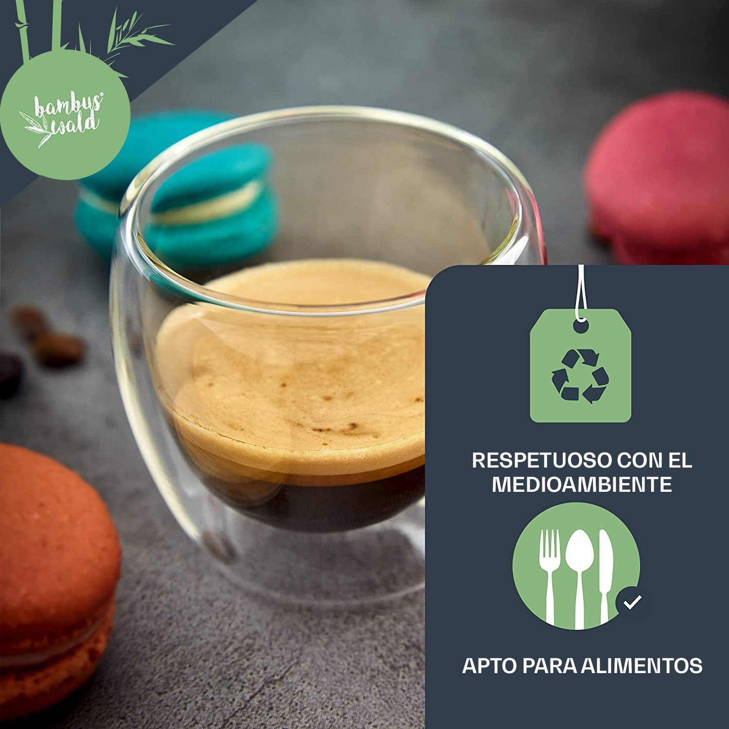 Vaso de café 100 ml Vaso térmico Hecho a mano Vidrio de borosilicato S