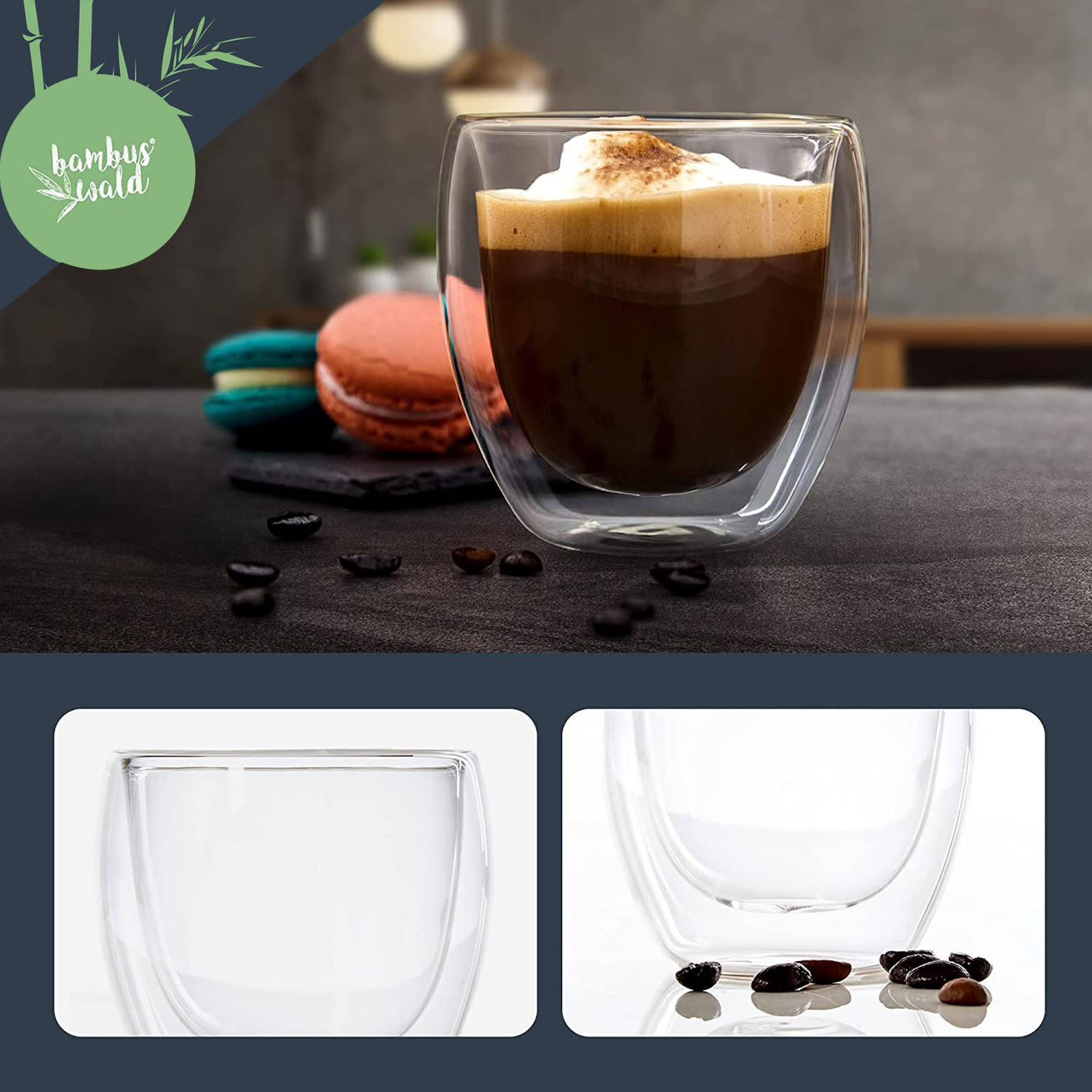 Sklenice na kávu, 100 ml, termosklenice, ruční výroba, borosilikátové sklo malé