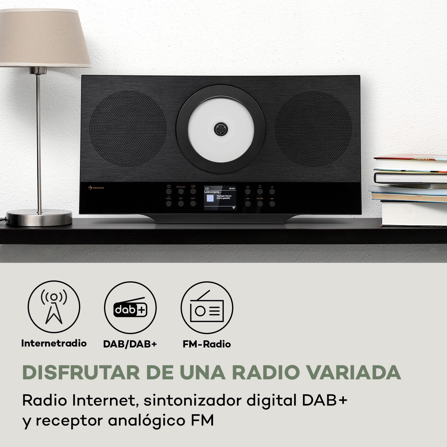 Silver Star Swing Equipo estéreo vertical de CD y alta fidelidad amplificador con radio por Internet/DAB+/FM reproductor de CD WiFi 